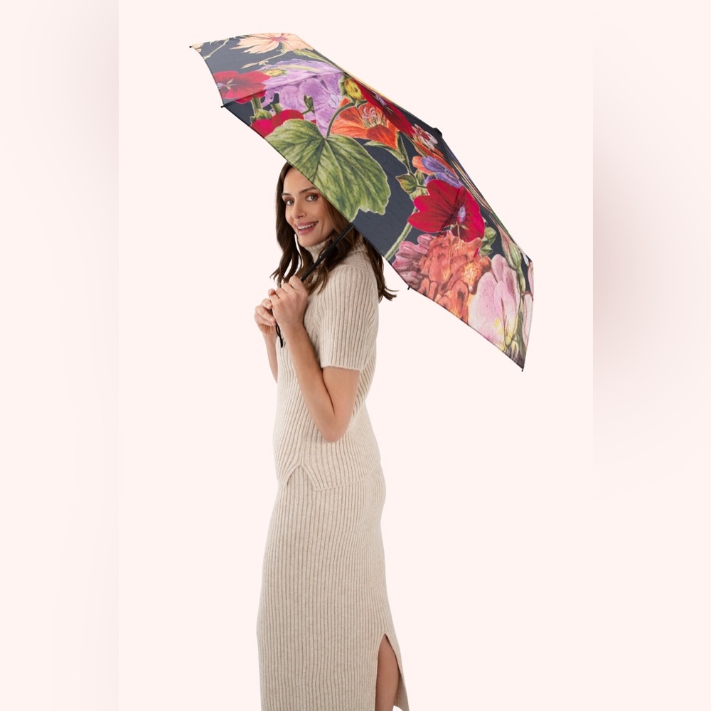 Powder UK Midnight Posy umbrella with wristlet & cover - NWT
